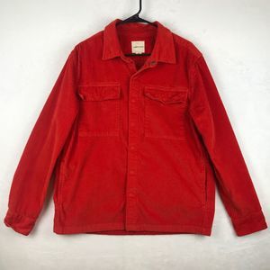 American Eagle Womens Corduroy Jacket Size Large Orange Collared Snap Button